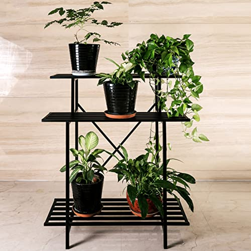 Metall-Pflanzenständer für innen und außen, hohes Pflanzenregal für mehrere Pflanzen, großes Blumentreppe Pflanzentreppe für Zimmerecke, Balkon, Garten, Terrasse, schwarz (Size : 120x33x100cm)