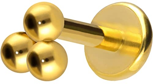PIERCINGLINE Titan Labret mit Push Fit 3 KUGELN Piercing Ohr Conch Tragus Lippe Nase Medusa Farb & Größenauswahl