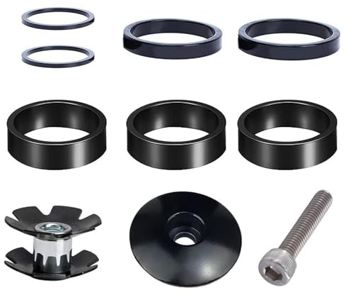 VICZON Set di distanziali per manubri da Bicicletta da 10 Pezzi Spaziatori Serie Sterzo MTB+Tappo Sterzo Bici 1 1/8 Set distanziali Bicicletta Forcella Rondelle Bici 2mm / 5mm / 10mm
