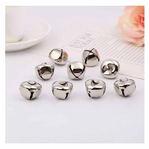 SHTGOI 100 Stück Kleine Glocken zum Basteln Rostschutz Metallglöckchen Glöckchen Schellen mit Öse Schlittenglocken Kreuzschellen für Schmuck Basteln Geschenkverpackung Weihnacht Fest Deko 15mm Silber
