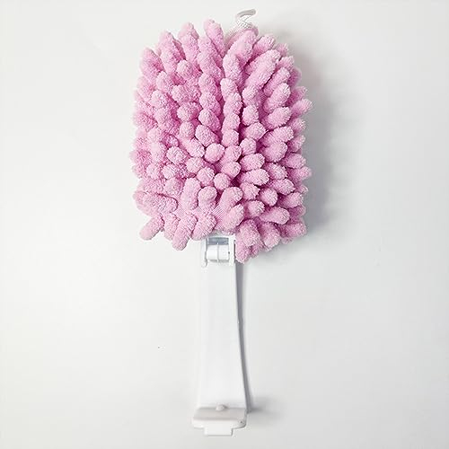 Spolverino, spolverino in ciniglia, spolverino in Piuma, Spazzola per la Pulizia della casa, spolverino per Auto, Spazzola per Tastiera, Pieghevole (Rosa)