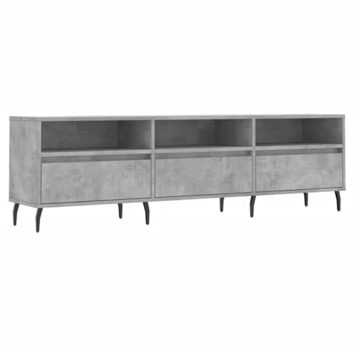 vidaXL TV Schrank, Fernsehschrank mit Eisenbeinen, Fernsehtisch für Wohnzimmer, Lowboard Sideboard TV Ständer TV Gerät, Betongrau Holzwerkstoff