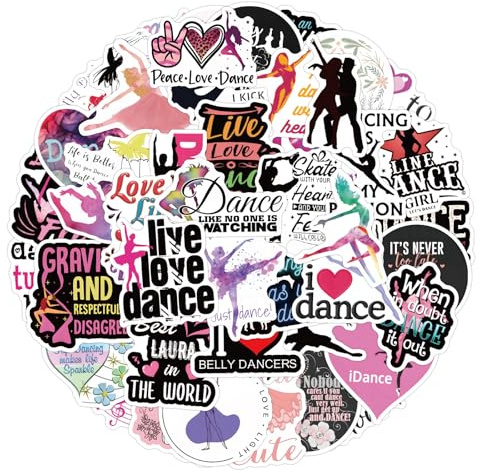 Dance Aufkleber für Laptop (60 PCS),Geschenk für Kinder Jugendliche Erwachsene Jungen,Dance Stickers Wasserdicht Vinyl Aufkleber für Scrapbook,Skateboard,Auto,Gepäck