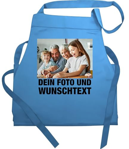 Schürze - Erwachsene - Mit Foto I Eigenem Bild I Text I Name I Wunschtext - 60x87 - Hellblau - küchenschürze schürzen+selbst+gestalten selbst drucken photo kochschürze koch geschenke