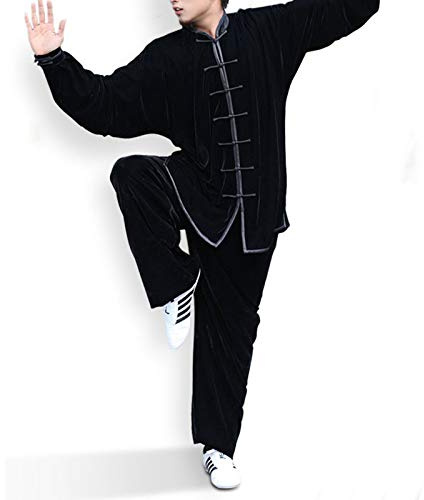 SUNMME Tenue martiale en Velours doré pour Femmes, Uniforme de Tai Chi à Manches Longues de Kung Fu pour Hommes, adapté aux Exercices matinaux Wing Chun Taekwondo