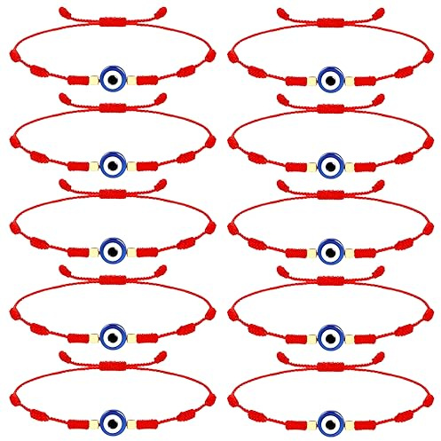 CENRONG Rote Schnur Armband - 10 PCS Handgestricktes Glücksseil Knoten Set, Handgemachtes Geflochtenes Design