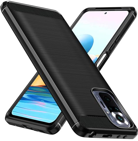 ivoler Funda para Xiaomi Redmi Note 10 Pro, [Protección Militar] Carcasa Protectora Antigolpes, Fina Suave TPU Silicona Caso Delgada Anti-Choques Antihuellas Bumper Case, Negro