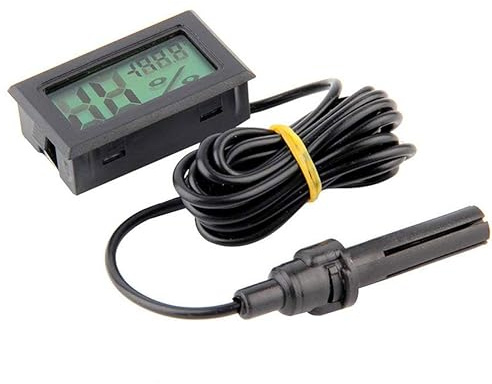 Fiorky Hygromètre d'intérieur Thermomètre Écran LCD Sonde Testeur de température et d'humidité Fahrenheit Polyvalent pour de Reptiles Aquarium Volaille (Noir)