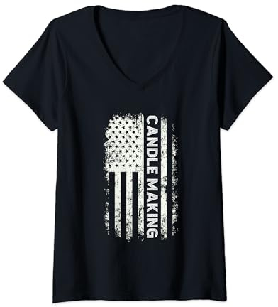 Womens US Flag Candle Maker Candle making Handmade Candle V-Neck T-Shirt