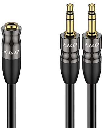 J&D 3.5 mm to 2x 3.5 mm Cable, Gold Plated Joint Copper Shell Heavy Duty 3.5mm 1/8 inch TRS Female to Dual 3.5 mm 1/8 inch TRS Male Y-Splitter Stereo Audio Adapter Cable, 2 Meter