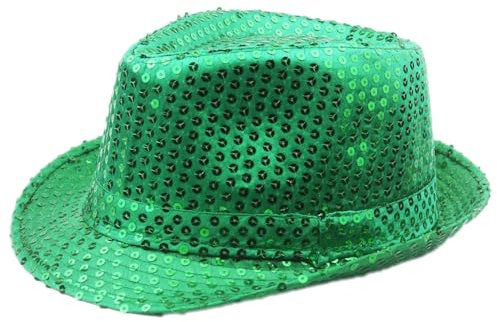 Wambere 1 Stück Paillettenhut,Glitzernde Jazzkappen,Unisex Partyhut,Pailletten Hut,Glitzerhut,Glitzernder Disco-Hut,Zaubershow-Hut,für Disco,Kostümzubehör,Karneval,Mottoparty,Armeegrün,58cm