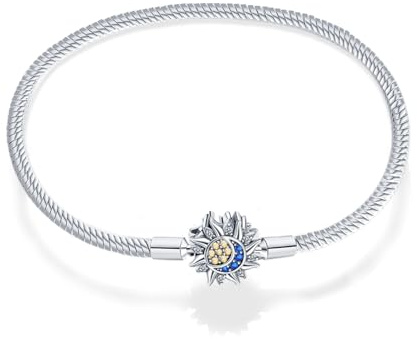 HappyStar Armkette Damen Silber 925, Damen Armband für Beads Charms，Kmpatibel Mit Pandora Charms.