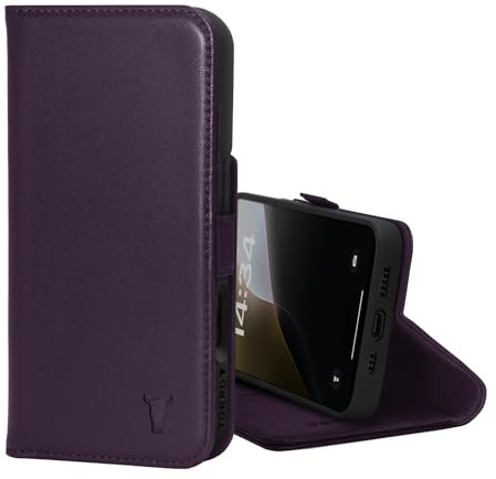 TORRO Leather Case Compatible with iPhone 16 Pro – Premium Leather Wallet Case with Kickstand and Card Slots (Compatible with Official MagSafe Chargers) - Purple