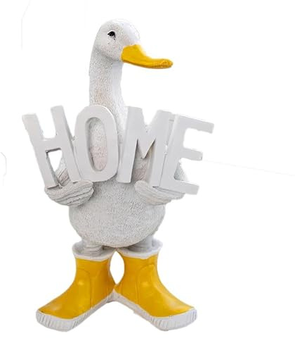 Darthome Quackers Home Figurine 22cm White Standing Duck Yellow Boots Resin Bird Ornament Gift
