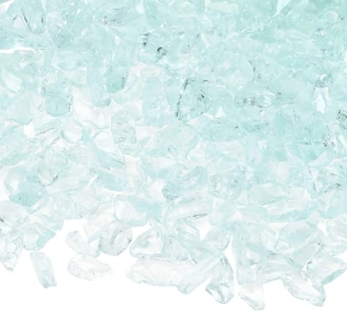 M METERXITY High Luster Fire Glass Gravel Stone, Glass Gems, Crushed Glass, Broken Glass Pieces for Crafts/Vases/Aquarium/Garden Decorations 6-9mm, 350g/0.77-Pound [Transparent]