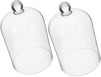 CAXUSD 2pcs Glass Cloche Display Domes Flower Decor Small Display Case Garden Glass Dome Cover for Preserved Flowers
