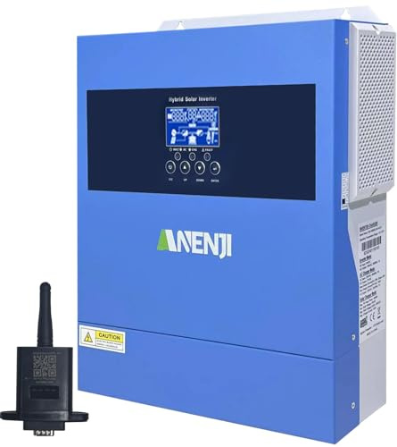 Aninerel 4200W Solar Hybrid Wechselrichter 24Vdc zu 230Vac Reiner Sinus Wechselrichter mit 100A MPPT Solarladeregler, Max PV-Eingangsspannung 500V, Unterstützt batterielosen Betrieb, Built-in WiFi