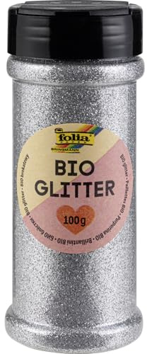 folia 578160 - Bio Glitter, 100 g, organischer Glitzer in Silber, zum Verzieren und Dekorieren