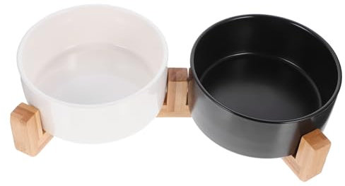 ROMISBABA 1set Ceramic Dog Bowl with Stand Non- Design for Food and Water Stylish Dual Bowls for Pets for Cats and Dogs