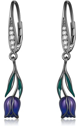 Blumenohrringe aus 925er Sterlingsilber mit Orchideen/Plumeria/Tulpen/Blatt/Gänseblümchen/Schottischen Distel/Chakra Ohrringen Blumenschmuck Geschenke für Damen