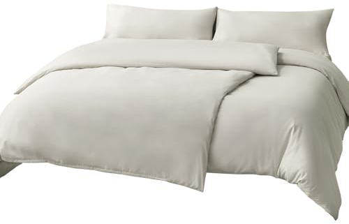 RUIKASI Bettwäsche 135x200 4teilig Beige - Polyester Mikrofaser Bettwäsche-Sets Oeko-TEX, 2 Bettbezüge 135x200cm + 2 Kissenbezüge 40x80cm mit Reißverschluss, Weich und Bügelfrei
