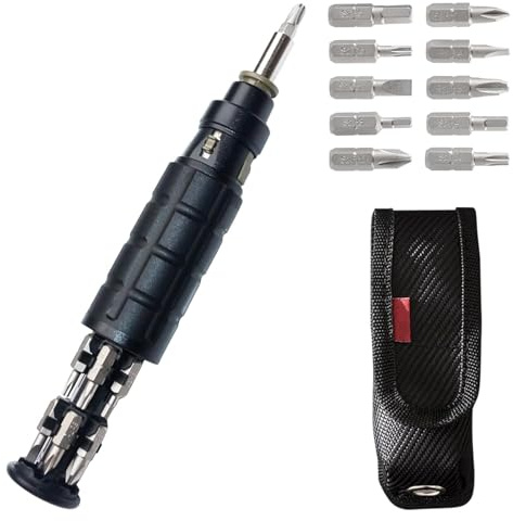 10 in 1 Multi-Bit Ratchet Screwdriver, Sturdy and Easy to Use, Ratchet Screwdriver, Widely Applicable, Screwdriver Set, for Home, Workshop (Black)