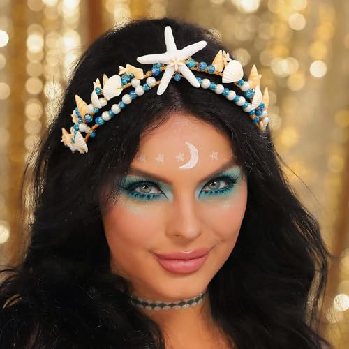 OuMaiFeng Meerjungfrau Haarreif,Muschel Haarreif,Meerjungfrau kostüm Accessoires damen,Muschel Krone,Unterwasserwelt Seester Kostüm Accessoires,Fasching Karneval Motto Party und Strand Hochzeit