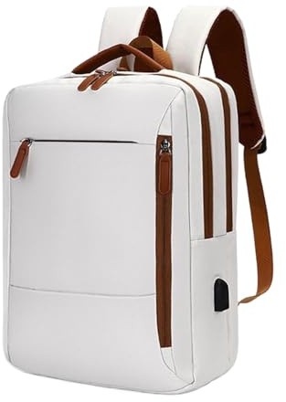 Mochila para portátil de cuero premium - bolsa estilo maletín de 16 para profesionales | Piel auténtica con bloqueo y compartimento acolchado - Paciente de trabajo y viagg