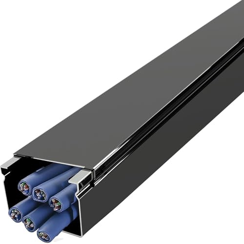 HDYZJQ cable trunking Square Cable Channels to Hide Wires, Indoor Outdoor Black Silver Cable Raceway On-wall Cord Cover, Stainless Steel Ethernet Trunking Sleeve(Black,60x30mm-Hold 40 wire)