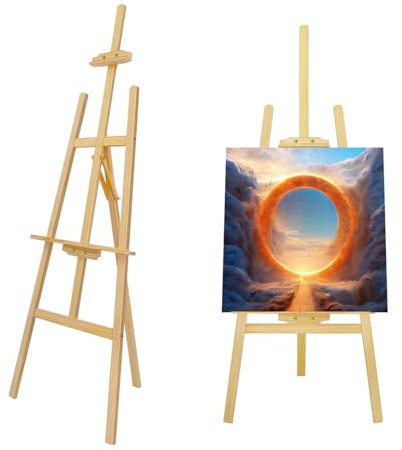 Cavalletto Portatile per Pittura 150 cm – Cavalletto in Legno Regolabile per Artisti, Bambini e Adulti – Ideale per Studio, Matrimoni e Mostre – Montaggio Rapido e Struttura Stabile