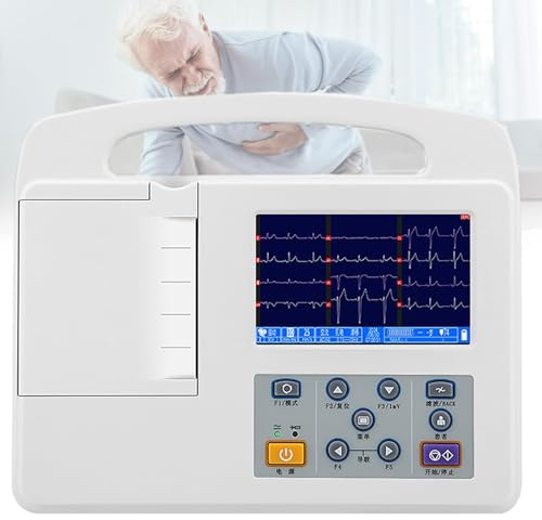 Electrocardiografo Portatil Profesional,Monitor de Salud CardíAca en Hogar,ElectrocardióGrafo LCD Digital en Color PortáTil,Dispositivo 3 Canales y 12 Derivaciones,para Signos vitales