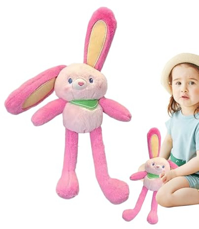 Generisch Kaninchen Plüsch - Lustiger Osterhase Schlüsselanhänger, Plüsch Kaninchen Keychain | Austauschbare Ohren & Beine, Nachhaltiger Begleiter, Plüschtier Anhänger Mit Band & Ring, 28cm