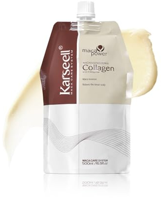 Karseell Colágeno Mascarilla Pelo 500ml, Reparación Profunda Mascarilla Capilar para Seco y Dañado el Cabello Todo Tipo de Cabellos