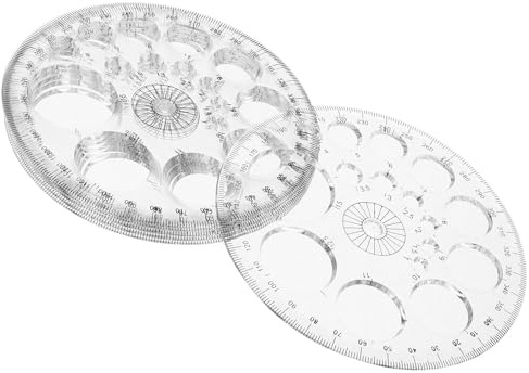 Sewroro Set da 6 Goniometri a 360 Gradi in Plastica Trasparente, Righelli Geometrici Circolari Scala Chiara, Strumenti di Disegno per Studenti e Insegnanti, Materiale Didattico per