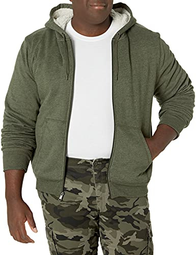 Amazon Essentials Men's Sherpa-fodrad fleecetröja med dragkedja, Olivgrön, XXL