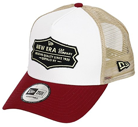NEW ERA - Cap - Adjustable A-Frame Trucker Cap - Distressed Patch - Olive/White