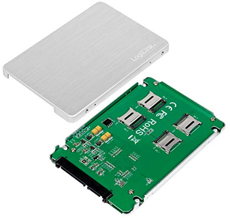 LogiLink AD0022 - Externes 2.5 SSD Gehäuse aus Aluminium für 4x microSD Karten - ohne Treiberinstallation Windows / Mac OS / Linux - MEGA KOMAPKT !!