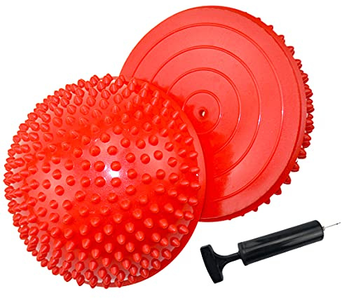 2er-Set Therapie Balance Igel Set mit Luftpumpe, Fitness Halbkugel Trittstein Gymnastik Yoga Balance-Kugel für Erwachsene, Versch Balanceübungen