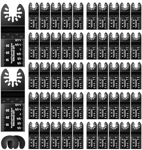 STEEIRO 52 Pcs Wood Oscillating Multitool, Professional Universal Oscillating Saw kit, Quick Release Multi Tool Blades Compatible with Ma-kita, De-walt, Mil-waukee, R-yobi, Rock-well, Bos-ch