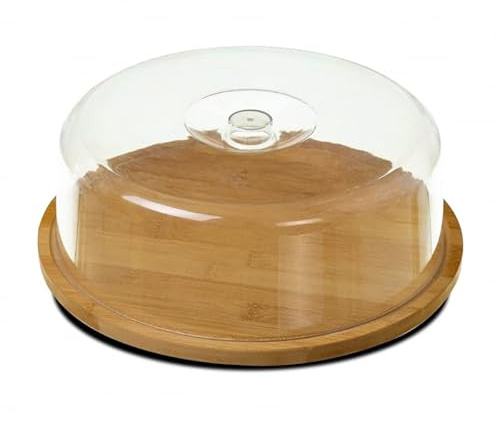 D,casa - Bandeja Quesera de bambú Redonda con Tapa metacrilato de 28 cm para Servir Aperitivos (Redonda)