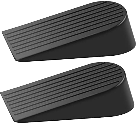 TOKPLNU Door Stoppers, Extra Large Door Wedge Rubber Door Stop Heavy Duty Black Door Wedges Stoppers for Floor, Non Slip Doorstop, 2Pack