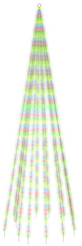 vidaXL LED Weihnachtsbaum für Fahnenmast Tannenbaum Lichterbaum Weihnachtsdeko Beleuchtung Außen Beleuchtet Lichterkette Mehrfarbig 732 LEDs 500cm