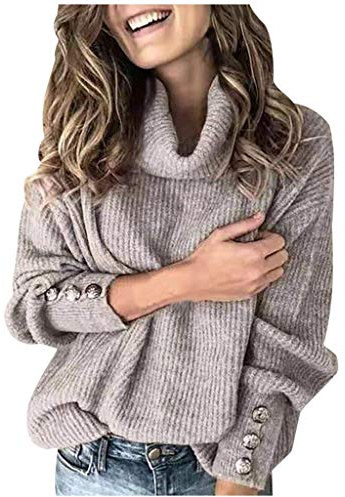 Ymosrh Sweaters for Women, Chunky Oversized Sweater Women's Plus Size 3X Formal Cardigan Turtleneck Pullover Button Long Sleeve Loose Knitted Sweater Tops Light Casual Black Angora (4XL, Gray)