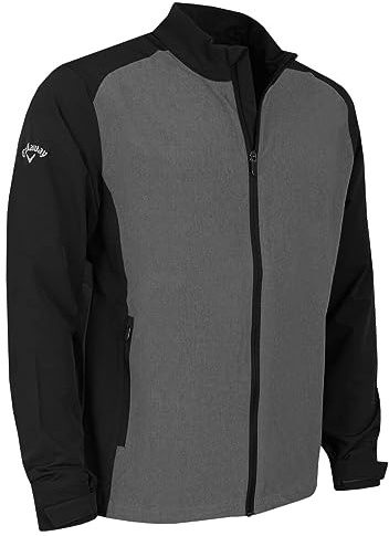 Callaway - Giacca da golf da uomo, con cerniera intera, antivento, impermeabile, a blocchi di colore, Grigio erica, M