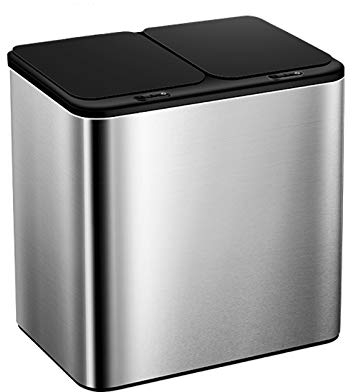 Cubo de basura Clasificación inteligente La basura de la cocina puede dominar el cubo doble con la tapa de la tapa de la inposición de la tapa de la bote de basura de acero inoxidable de gran capacida
