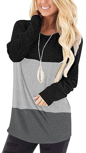 WNEEDU Damen Langarmshirt Lose Casual Pullover Rundhals Leicht Tops | Lockerer Schnitt,Weich & Leicht,Vielseitig kombinierbar für Alltag & Freizeit