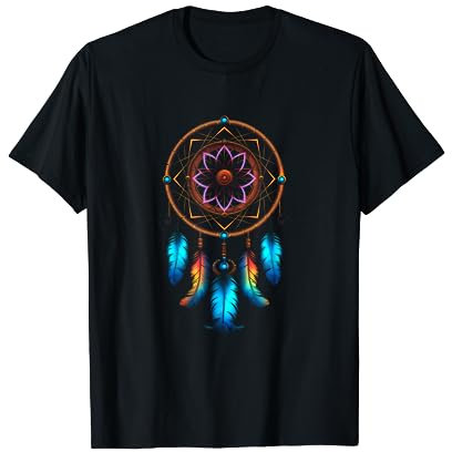 Bunter Traumfänger Feder Tribal Indianer Tattoo Dreamcatcher T-Shirt