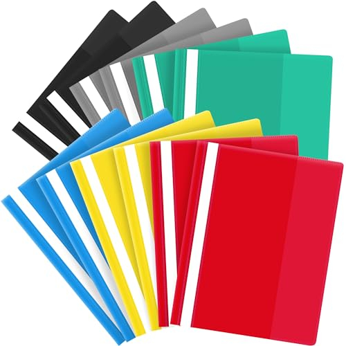 Schnellhefter Set Bunt, Hefter mit Beschriftungsfeld A4 Transparente Decke Flexibler Softcover-Ordner Mehrfarbig für Schule Büro und zu Hause 12PCS