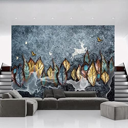 palank 3D Wallpaper Mottled Stone Sandstone Leaves Photo Wall Mural Wall Paper House Decoration*300cmx210cm(118.1x82.7inch)