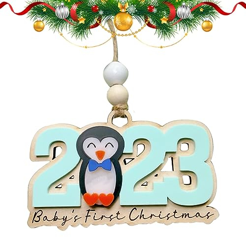 Weihnachtsbaumschmuck 2023, Niedliche Kleine Ornament Dekorative Holz Baby Andenken Weihnachtsbaum Ornament für Weihnachten Home Party Baby First Christmas
